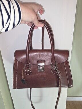 Dooney & Bourke satchel crossbody top handle purse bag chocolate brown leather